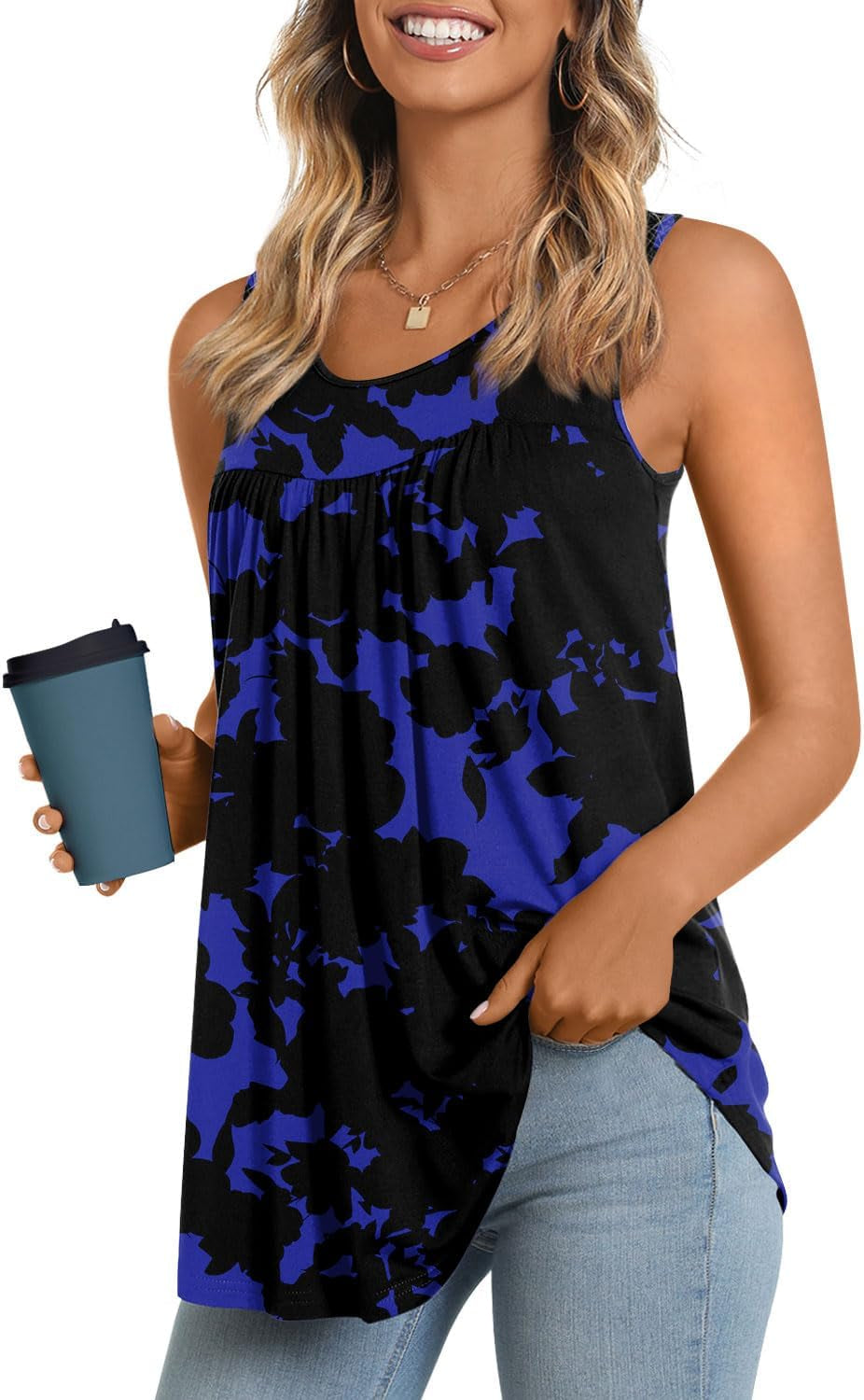 Women'S Tank Tops 2025 Summer Tunics Casual Sleeveless Shirts Ladies Loose Fit Blouses S-4XL