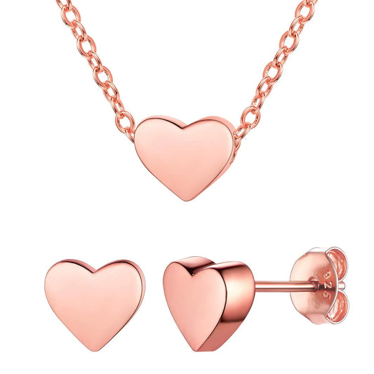 Set for Women Heart Pendant Necklace Trendy Stud Earrings Sterling Silver Jewelry Sets for Brides, Bridesmaid, Mother'S Day