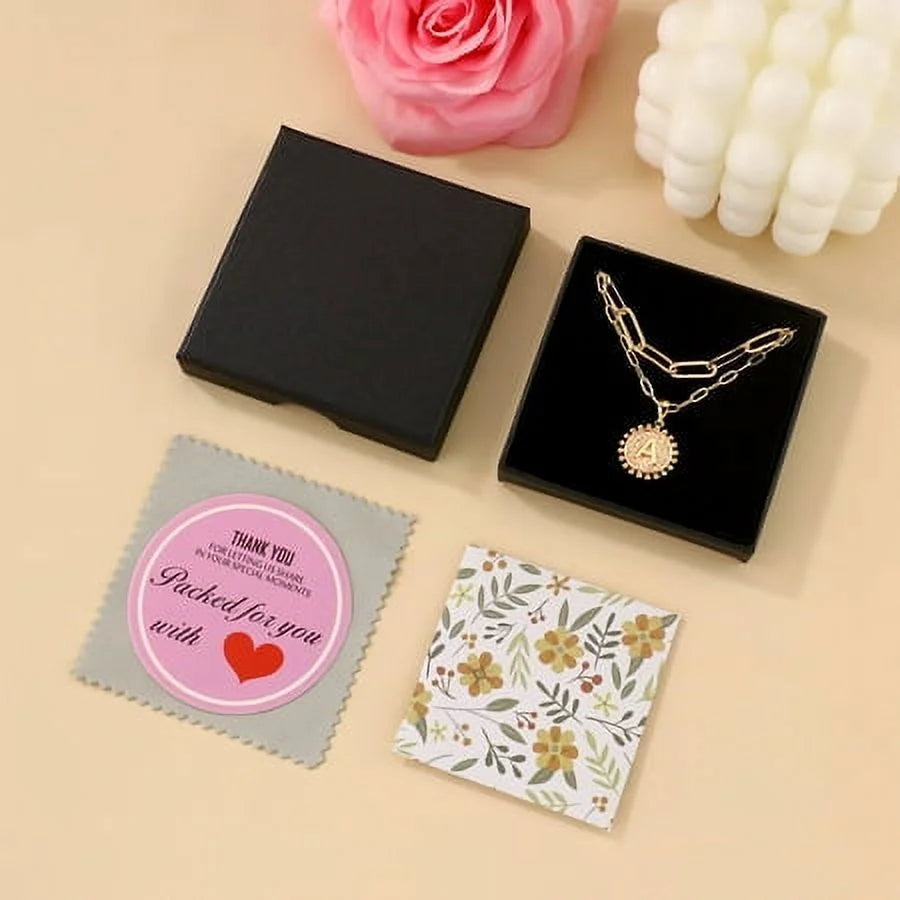 Gold Initial Necklaces for Women Dainty Layering Paperclip Link Chain Necklace Coin Initial Layered Gold Necklaces for Women