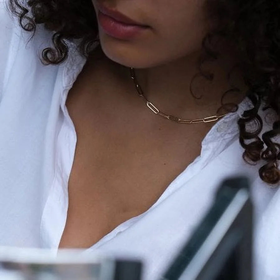 Gold Initial Necklaces for Women Dainty Layering Paperclip Link Chain Necklace Coin Initial Layered Gold Necklaces for Women